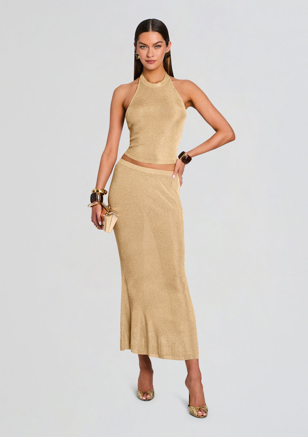 Minnie Metallic Knit Halter Top