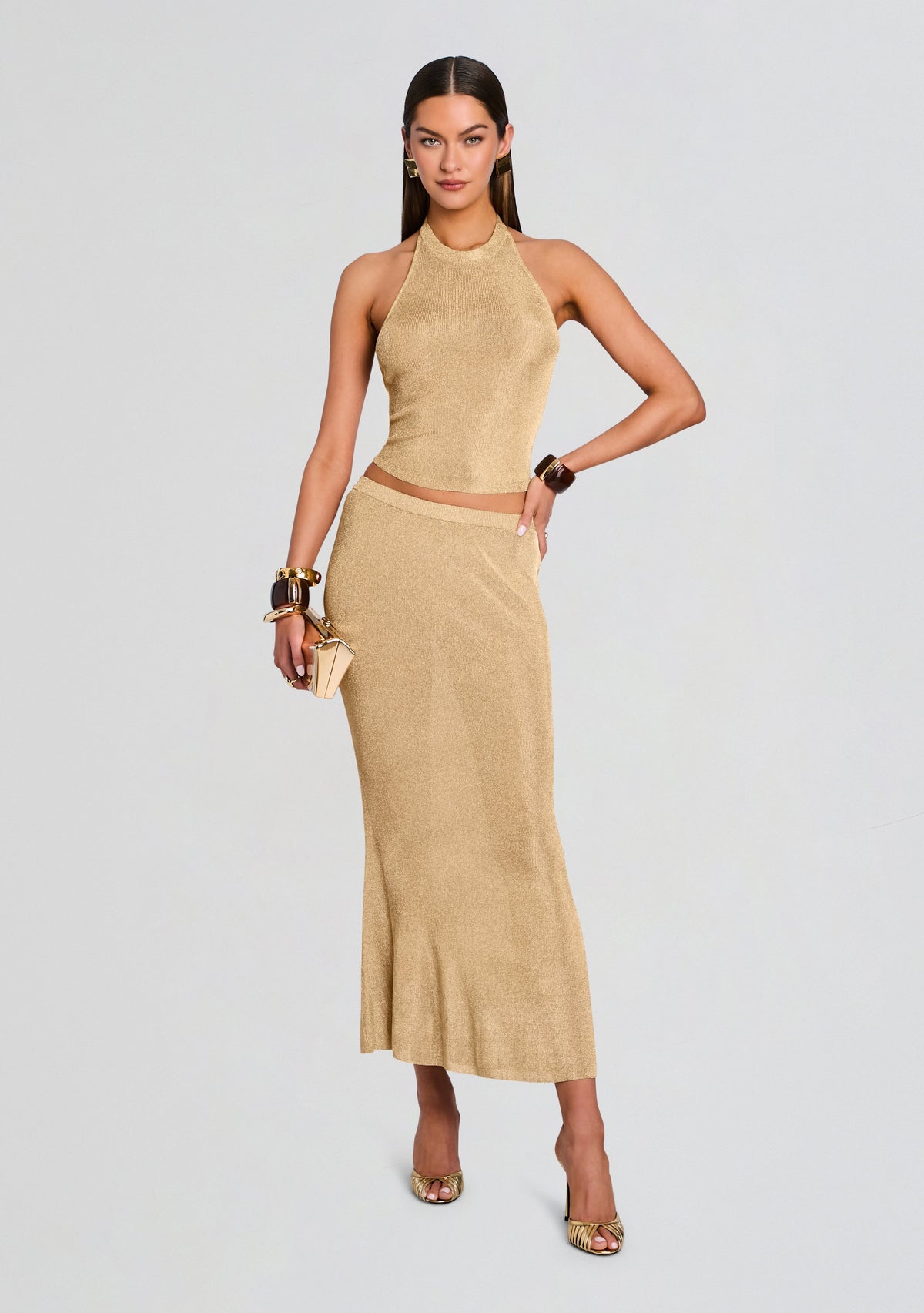 Minnie Metallic Knit Halter Top