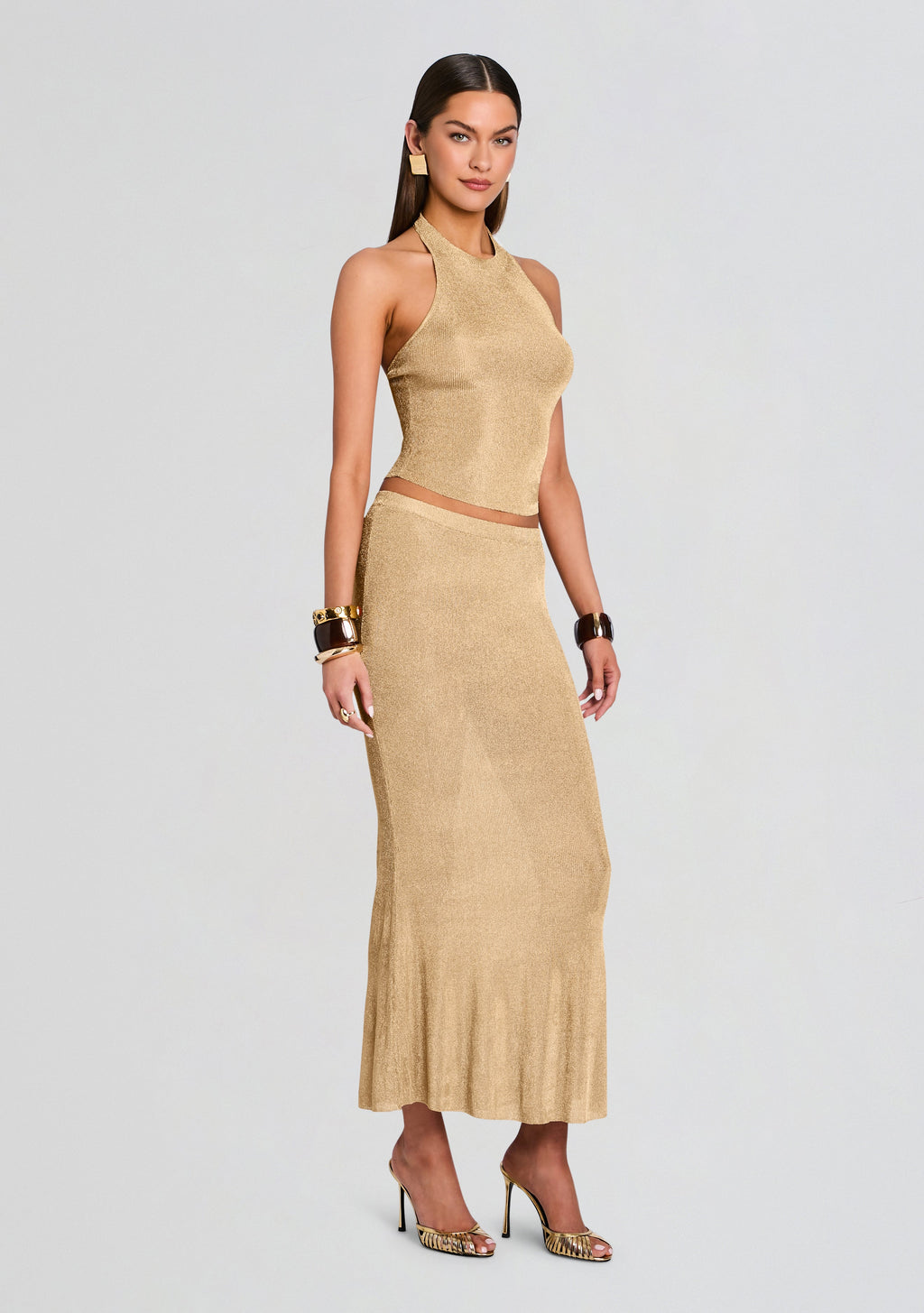 Minnie Metallic Knit Halter Top