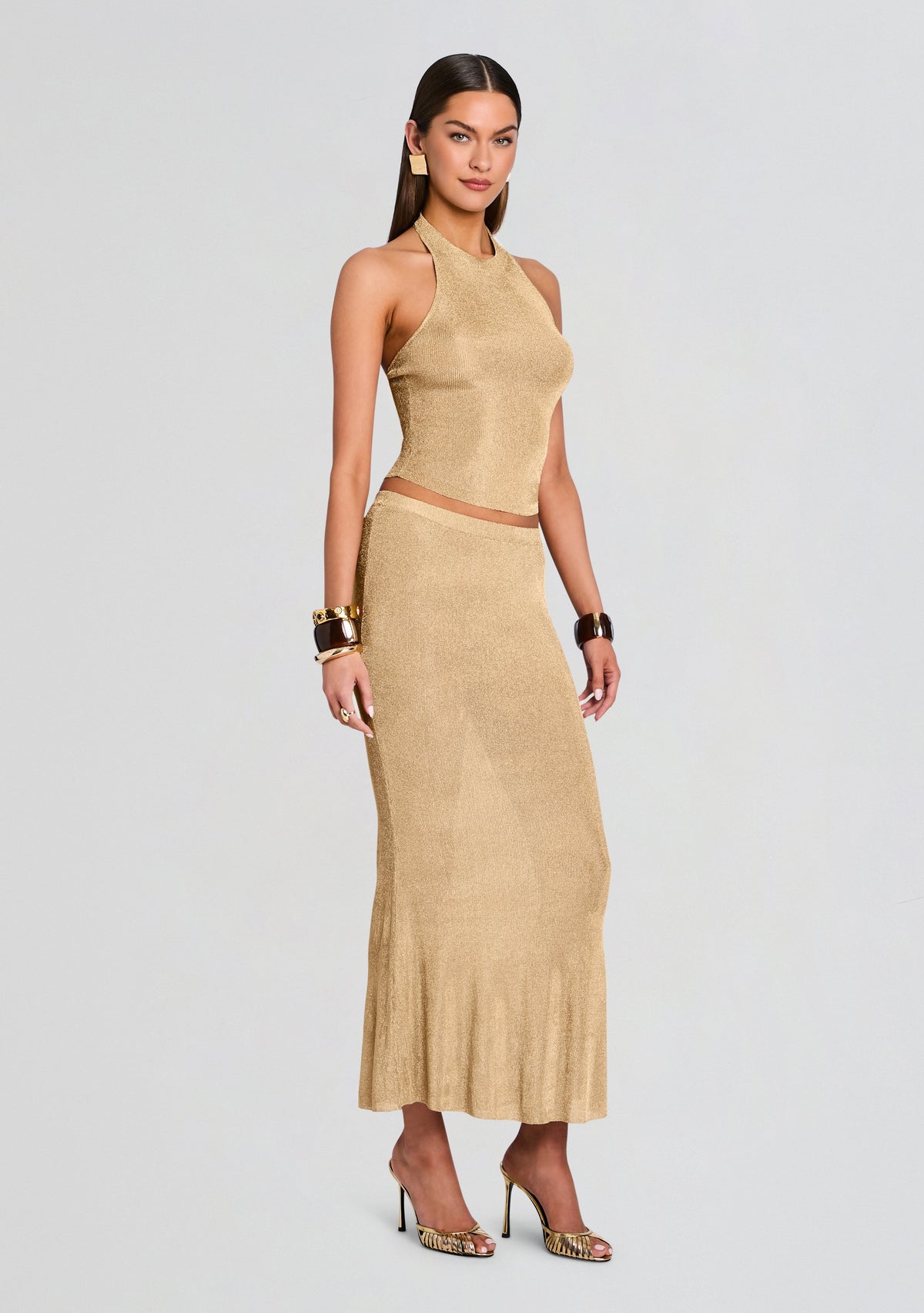 Minnie Metallic Knit Halter Top