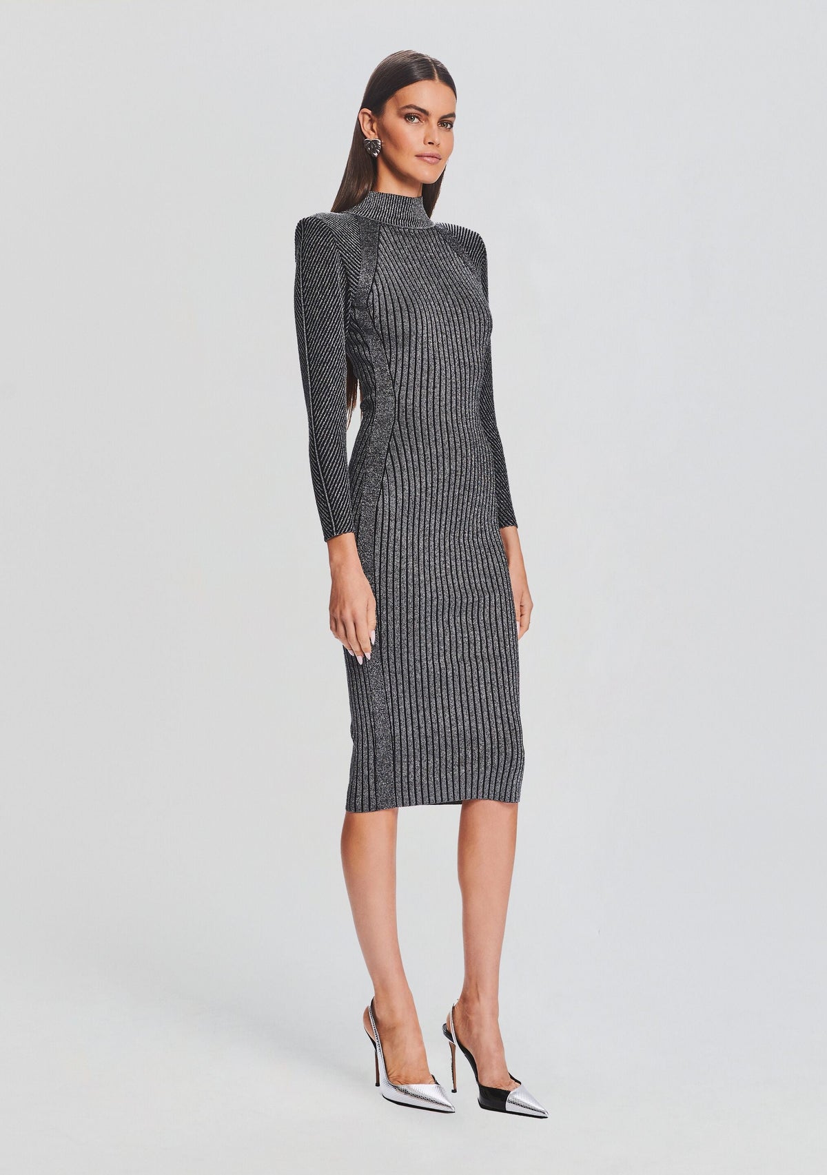 Aylin Metallic Rib Knit Dress