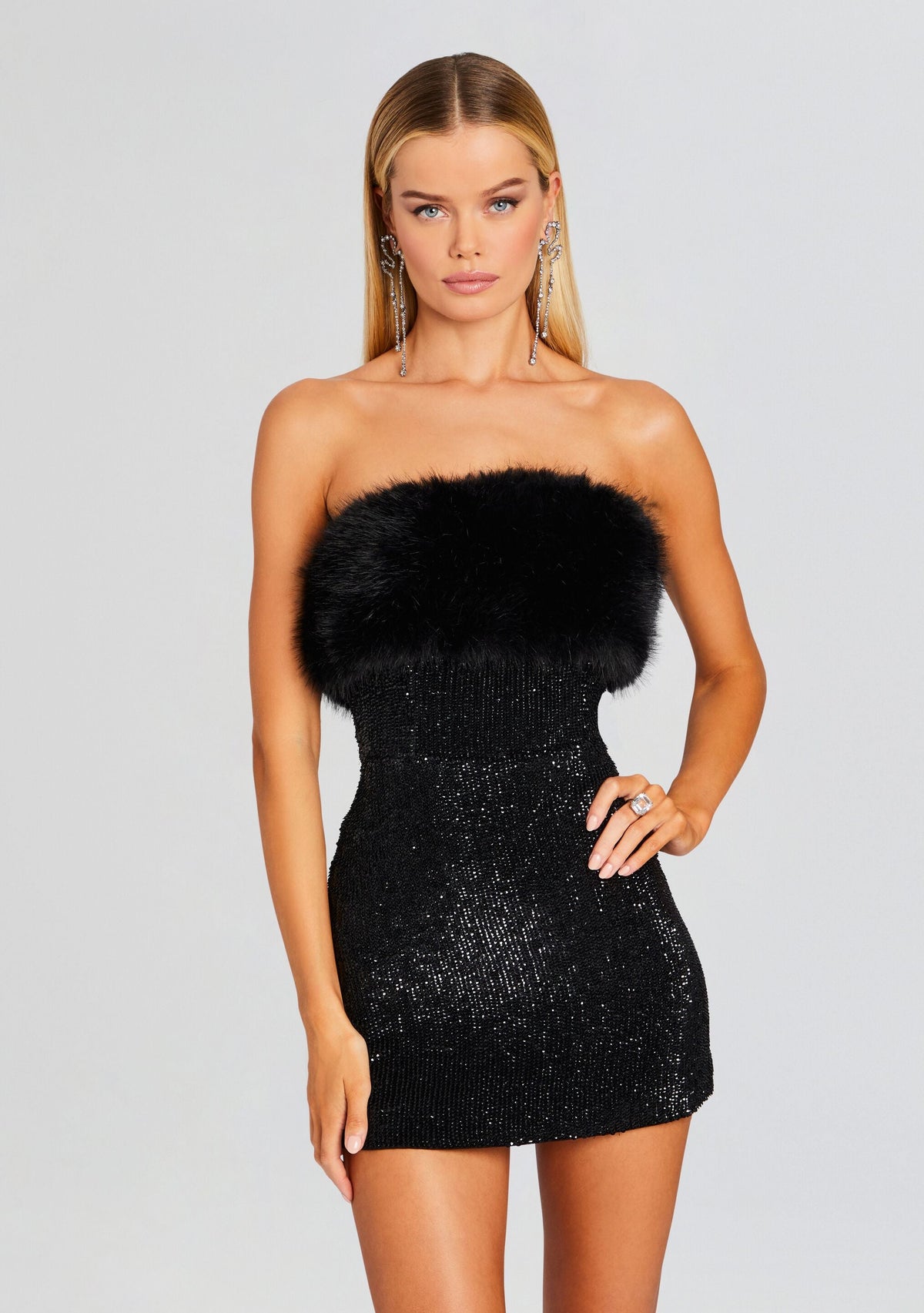 Torin Sequin Fur Dress