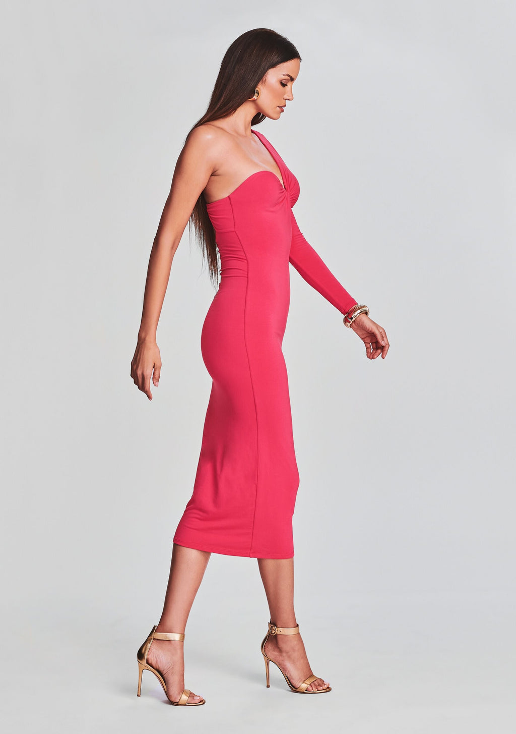 Ivana One Sleeve Midi Dress
