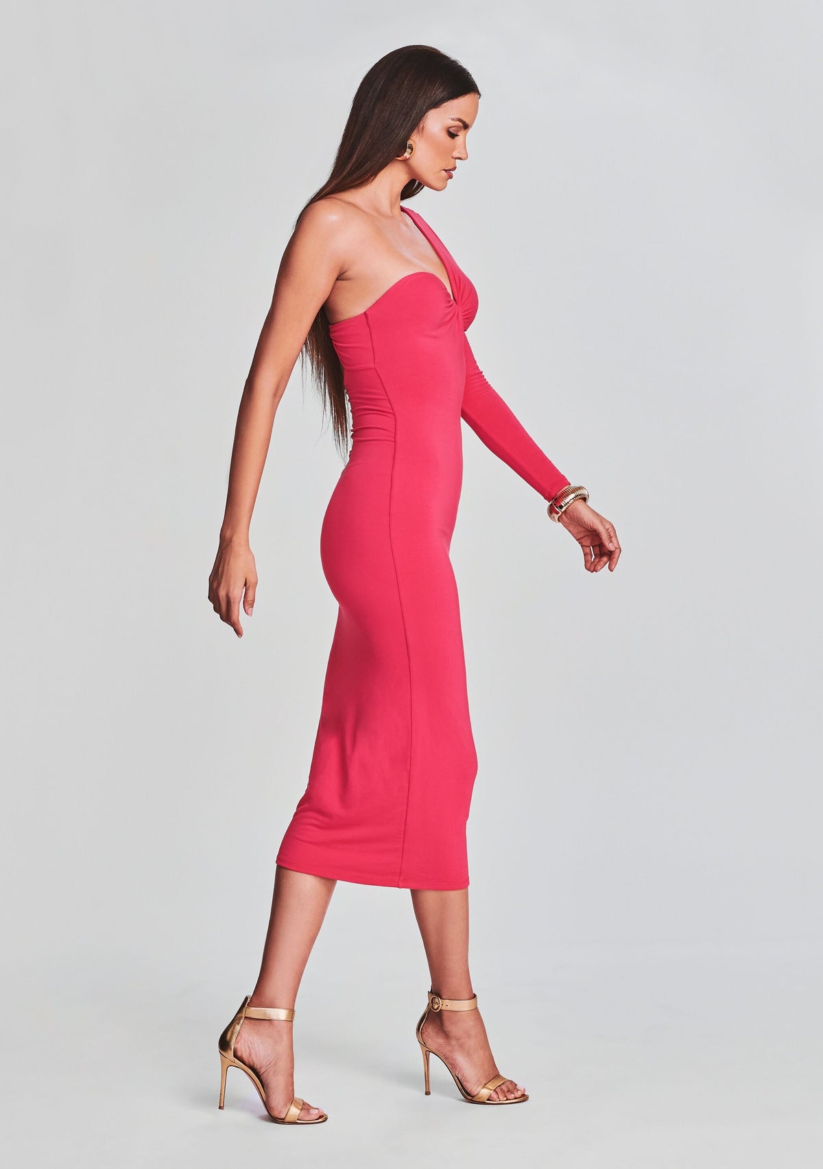 Ivana One Sleeve Midi Dress