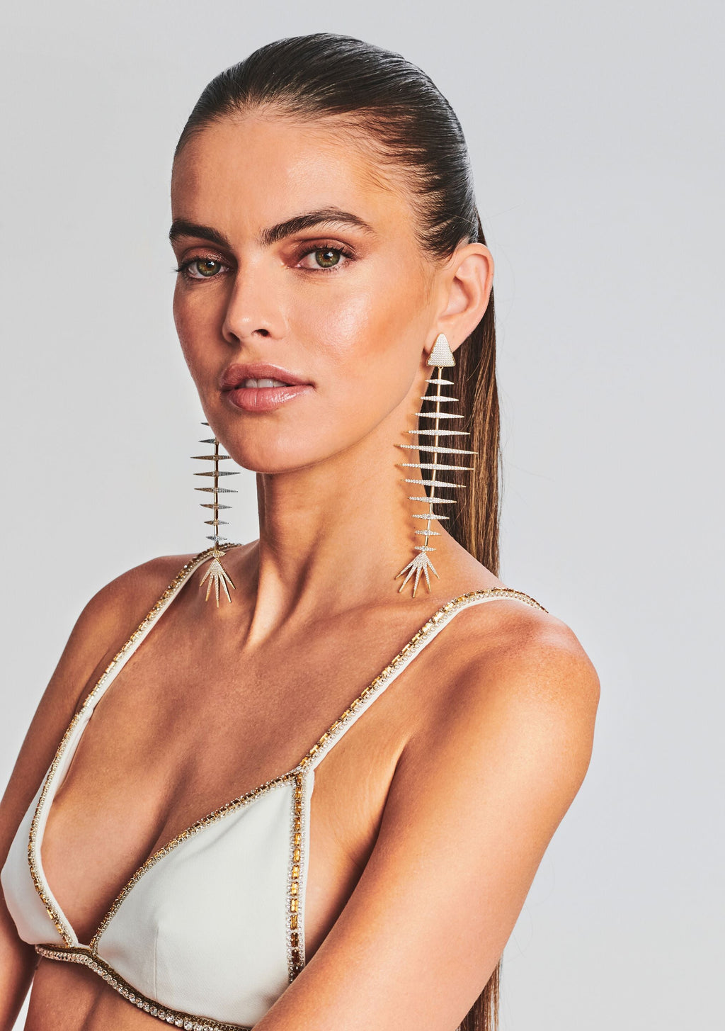 Bimini Crystal Fish Bone Earring