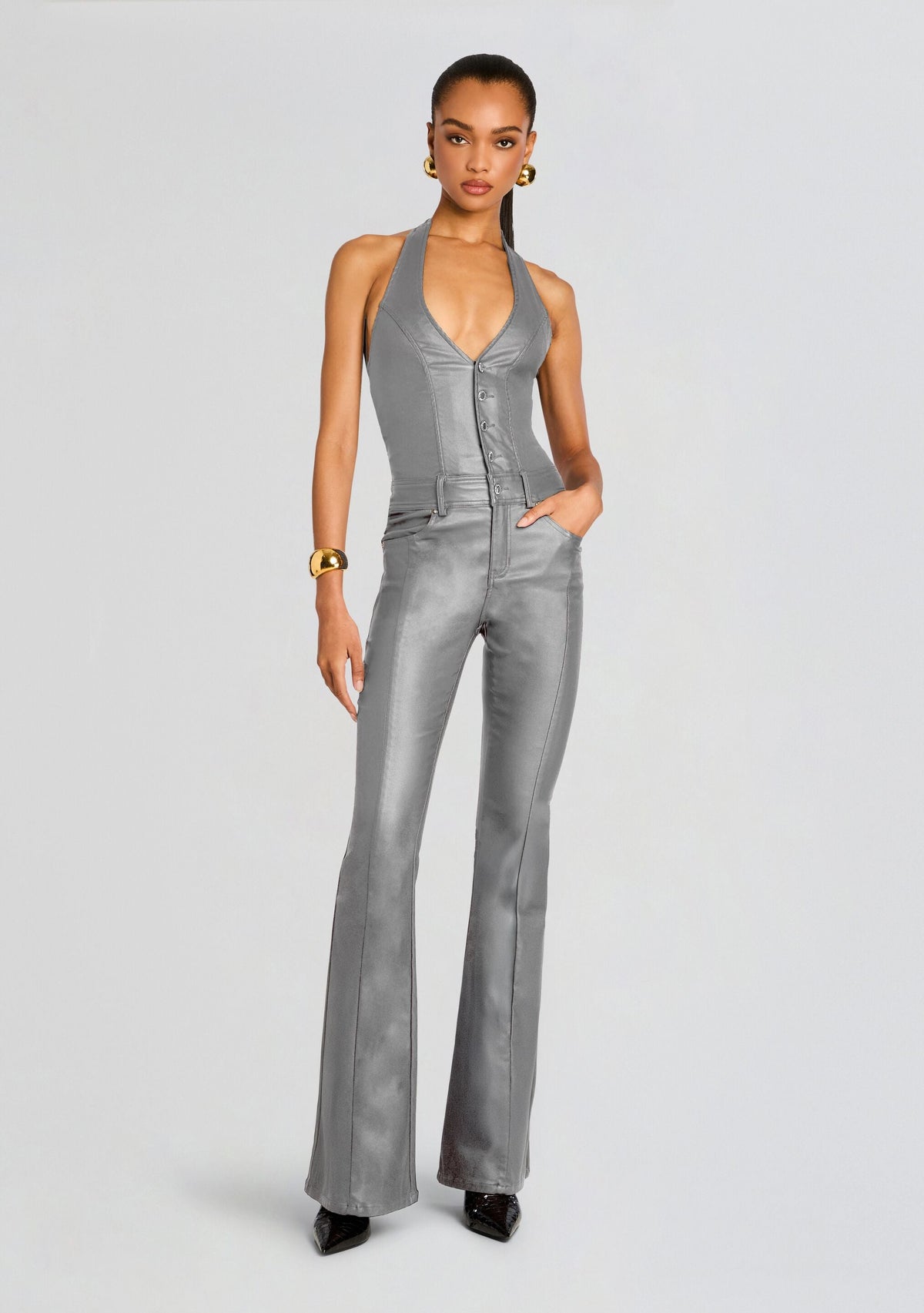 Cynthia Coated Denim Jumpsuit