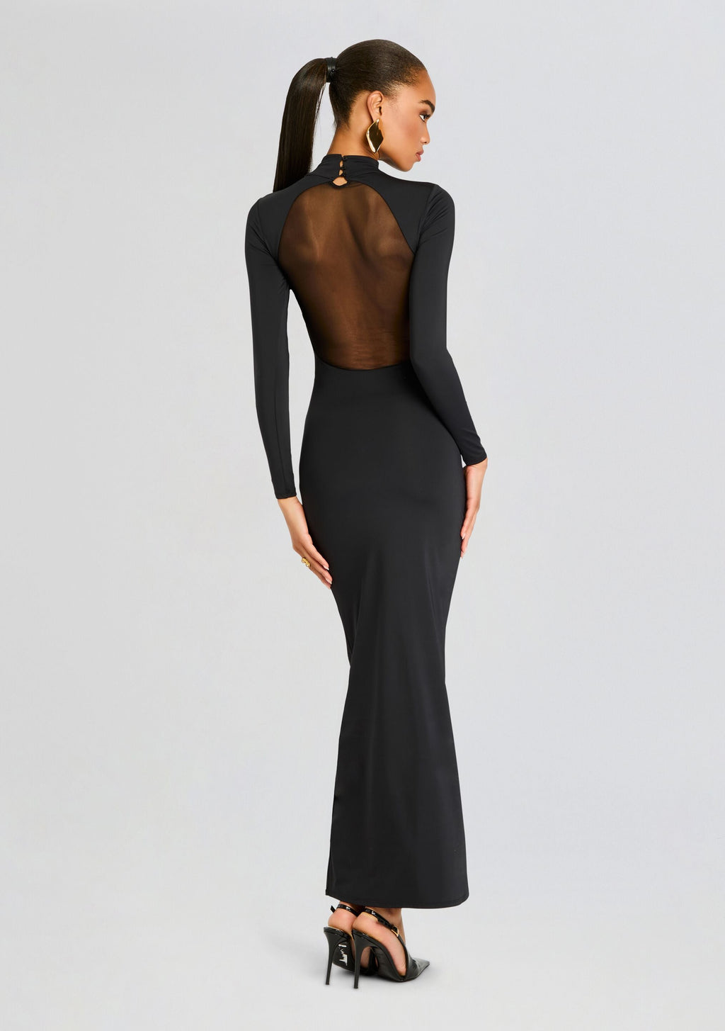 Krystal Maxi Dress with Mesh Paneling