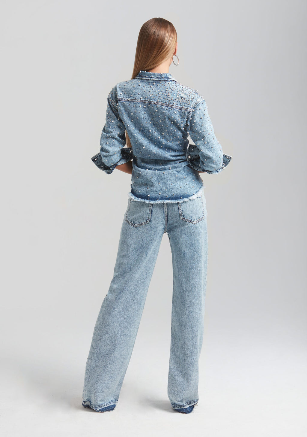 Doreen Crystal Embellished Denim Shirt