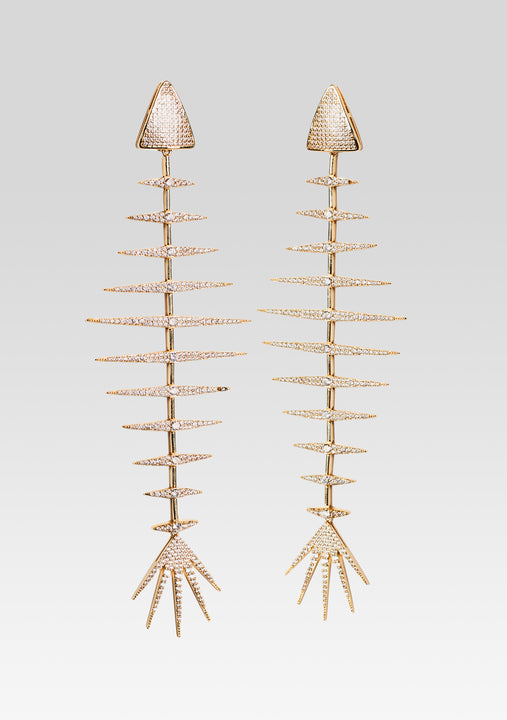 Bimini Crystal Fish Bone Earring